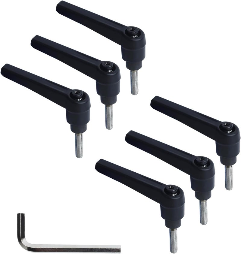 Begino Clamping Lever Handles with Quick Release Push Button Locking, 304 Stainless Steel M5 x 20mm Stud - Black (6 Pack) - Image 1